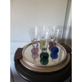 Retro Double Shot Glasses with Coloured Ball Base x 6