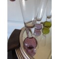 Retro Double Shot Glasses with Coloured Ball Base x 6
