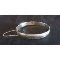 Sterling Silver Ladies  Hindged  Bracelet with Safety Chain