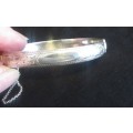 Sterling Silver Ladies  Hindged  Bracelet with Safety Chain