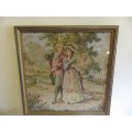 Gorgeous Framed French Tapestry " Courting Couple"