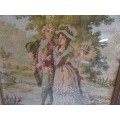 Gorgeous Framed French Tapestry " Courting Couple"