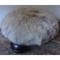 Round Footstool with Faux Fur & Bun Feet