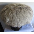 Round Footstool with Faux Fur & Bun Feet