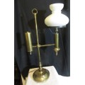 Brass Desk Lamp with Milk Glass Shade