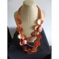 Vintage Multi Strand Shell Necklace - Rust
