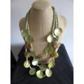 Vintage Multi Strand Shell Necklace - Green