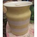Vintage TG Green Yellow & White Cornish Ware Cannister Large