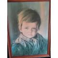 Vintage Framed Crying Boy Print by Giovanni Bragolin