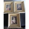 Set of 3 Framed Minature Victorian Style Pictures