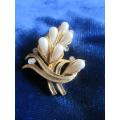 Faux Pearl and Diamante Brooch Gold Tone