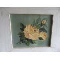Framed in a Shabby Chic frame is a Rose Painting done in Oils on Board