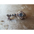 Vintage Key and Pale Blue Stone Brooch
