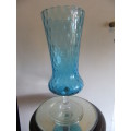 Mid Centuary Vintage Hand Blown Glass Vase in Aqua Made in Italy
