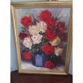 Framed Rose Painting By Wilheim Pioner