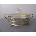 Pyrex Vegetable Casserole Dish with Silverplated Holder