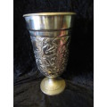 Large Silver Plate RepousseFlower Design Wine Cooler / Vase