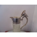 Hobnail Cut Claret Jug with Silver Plate Handle and Lid