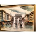 Paris Street Scene by L Stanio framed Oil on Board