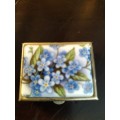 Metal & Porcelain Pill Box with  Blue Flowers made in Italy