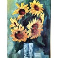 Framed  Sunflower Painting by Peter Homsal