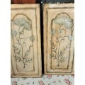 Pair of Hand Painted Botanicals on Wooden Panels