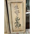 Pair of Hand Painted Botanical Flowers on Wooden Panels