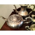 Antique Melon Motif Silver Plated Tea Set