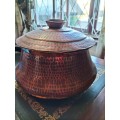 Antique Hand Hammered Copper Pot with Lid