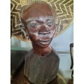 Wooden Carved African Woman Bust