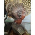 Wooden Carved African Woman Bust