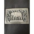 Elephant Hand Made Card Case in Silver Metal Cambodia