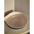 TG Green  Church Griesley Sonoma Cream & Blue Rim Pouring Mixing Bowl