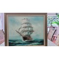 Original Rupert Hydan Clipper Ship Framed Painting