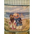 Beautiful Tapestry & Gingham Cushion