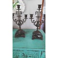Antique Pair of Marble & Spelter Candelabras