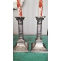 Pair of Corinthian Silver Plated Candle Sticks