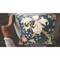 William Morris Fabric Cushion with Mustard Velvet Backing