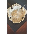 Antique Cast Brass Crest Pin Tray