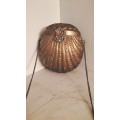 Solid Brass Art Nouveau Clam Shell Purse With Strap Velvet Lined