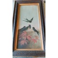 Antique Painting if Swallows on Canvas Signed by The Artist