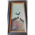 Antique Painting if Swallows on Canvas Signed by The Artist