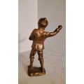 Bronze Gilded Statue of A Boy Throwing Snowballs