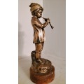 IHermann Gladenbeck (GermanC1926) Young Boy Playing A Bugle, Bronze