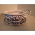 Ceramica Conimgriga hand Painted Gravy Boat with Saucer from Portugual