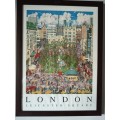 Framed London Leichester Square Lithograph by Christopher Rogers