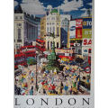 Framed London Piccadily Circus Lithograph by Christopher Rogers