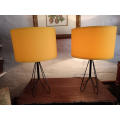Pair of Modern Black Steel Lamps with Yellow Shades
