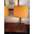 Pair of Modern Black Steel Lamps with Yellow Shades