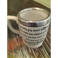 Antique Child`s Cup with Silver Rim ` This little Piggy`